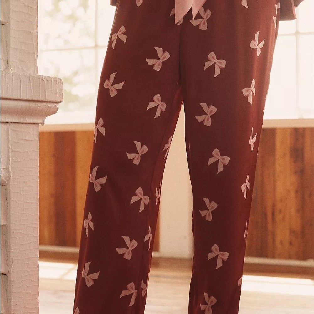 💕Anthropologie💕✨ Beach Riot✨ ✨NWT✨Livy Top & Connie Pant Red Bows Pajama Set - Picture 6 of 14